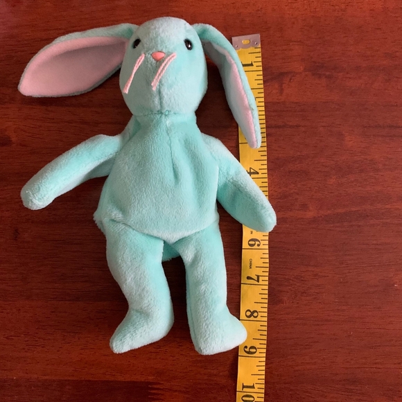 Hippity The Green Mint Bunny Ty Beanie Plush  Retired 1996 Rare Vintage Rabbit - Picture 8 of 8